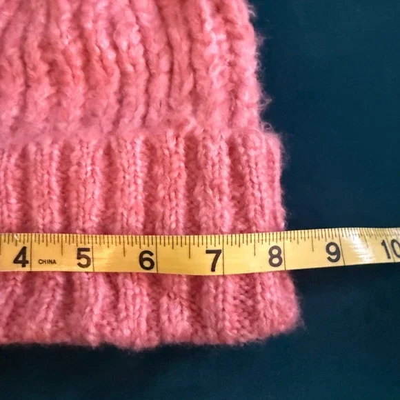 New York Company Pink Chunky Knit Ribbed Beanie‎ Hat Cozy Winter Warm - Picture 4 of 7